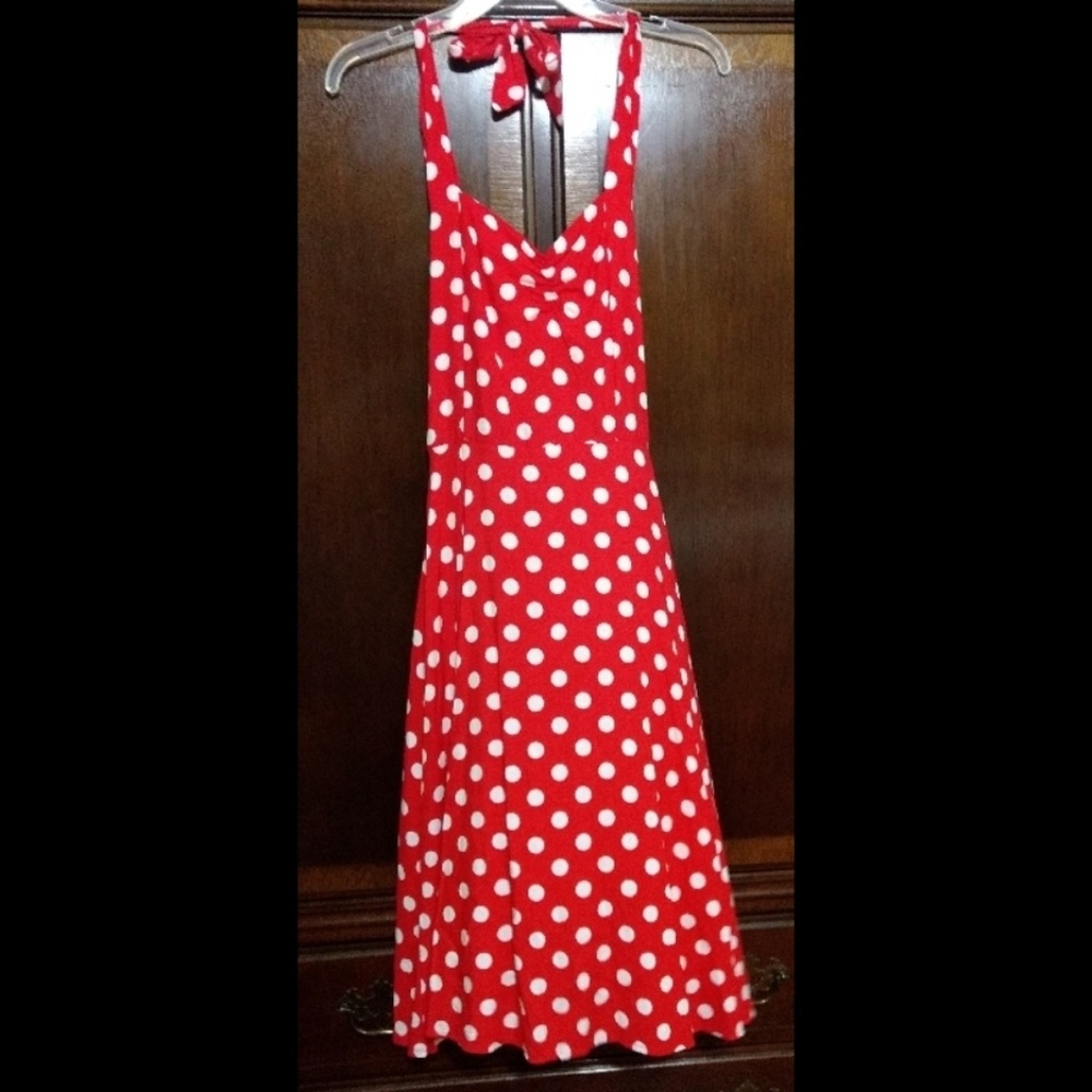 NWT - SOL red halter dress with white polka dots